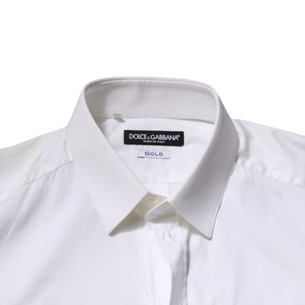 Dolce & Gabbana White Cotton GOLD Long Sleeves Formal Shirt