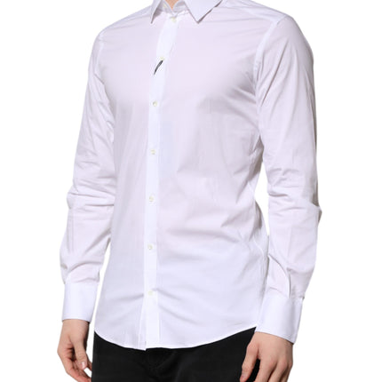 Dolce & Gabbana White Cotton GOLD Long Sleeves Formal Shirt