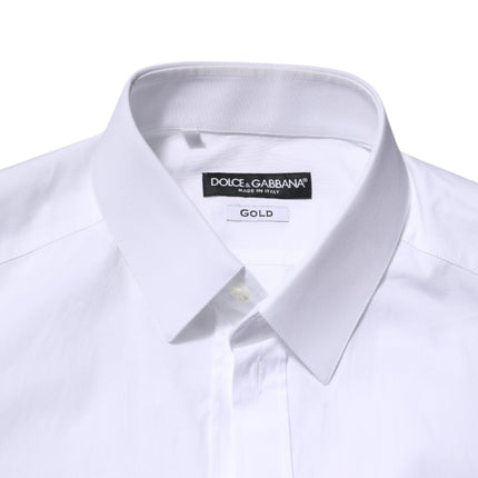 Dolce & Gabbana White Cotton GOLD Long Sleeves Formal Shirt