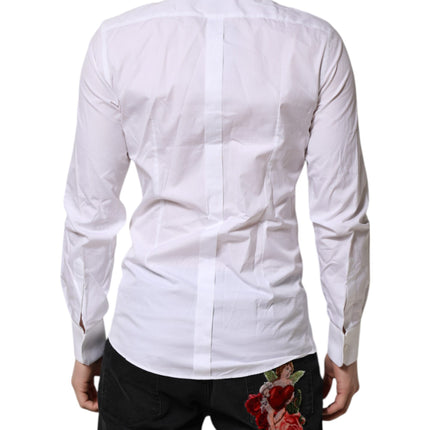 Dolce & Gabbana White Cotton GOLD Long Sleeves Formal Shirt