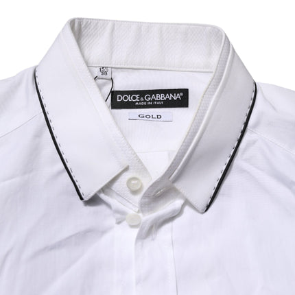 Dolce & Gabbana White Cotton GOLD Long Sleeves Formal Shirt