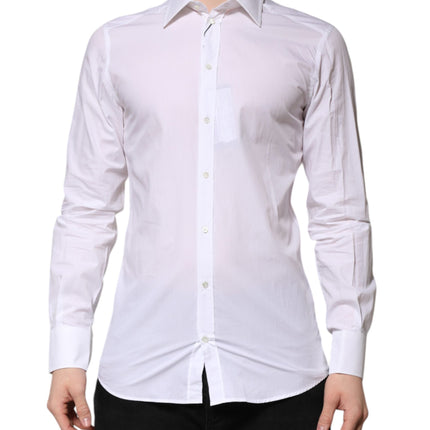 Dolce & Gabbana White GOLD Long Sleeves Dress Men Formal Shirt