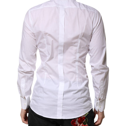 Dolce & Gabbana White GOLD Long Sleeves Dress Men Formal Shirt