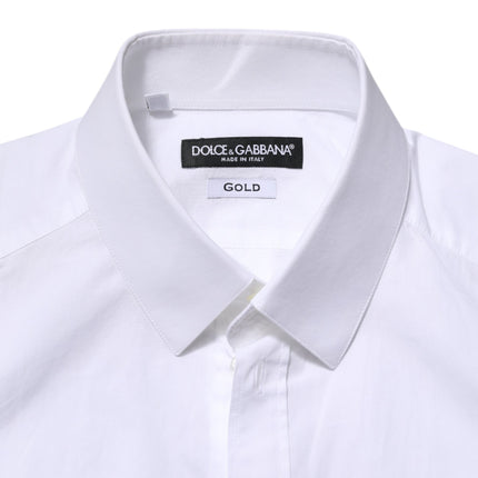 Dolce & Gabbana White GOLD Long Sleeves Dress Men Formal Shirt