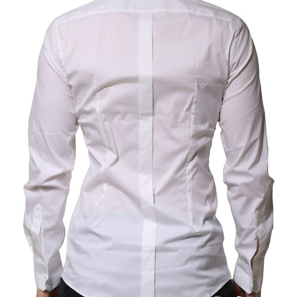 Dolce & Gabbana White Cotton Long Sleeves GOLD Formal Shirt