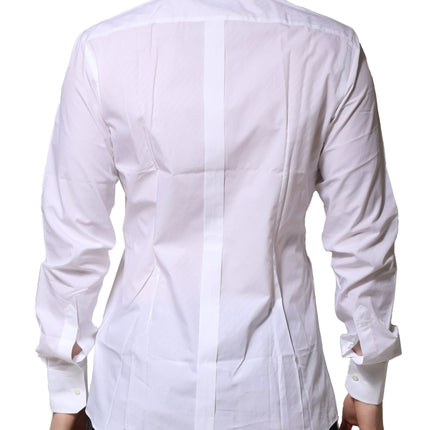 Dolce & Gabbana White GOLD Cotton Long Sleeves Men Formal Shirt