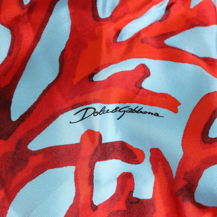 Dolce & Gabbana Blue Red Coral Print Wrap Robe Coat Jacket