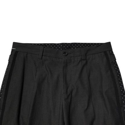 Dolce & Gabbana Gray Cotton Patterned Formal Pants