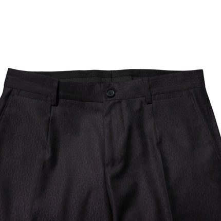 Dolce & Gabbana Black Wool Patterned Formal Pants