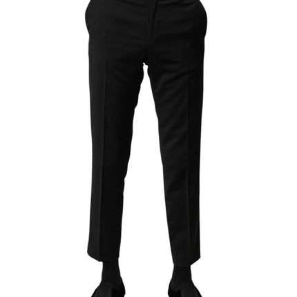 Dolce & Gabbana Black Wool Formal Men Cropped Pants
