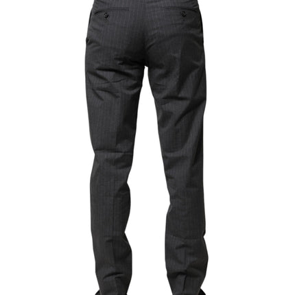 Dolce & Gabbana Gray Striped Cotton Formal Pants