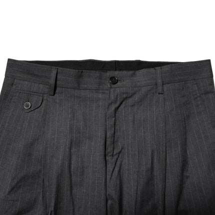 Dolce & Gabbana Gray Striped Cotton Formal Pants