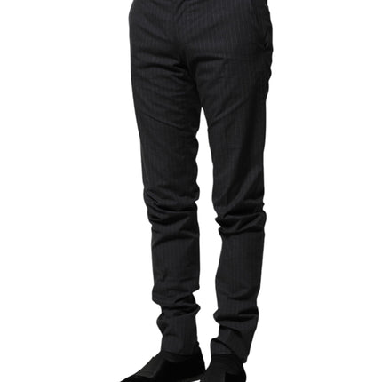 Dolce & Gabbana Gray Striped Cotton Formal Pants