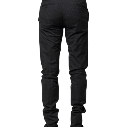 Dolce & Gabbana Gray Striped Cotton Formal Pants