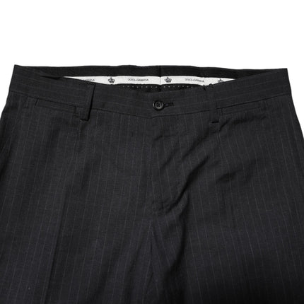 Dolce & Gabbana Gray Striped Cotton Formal Pants