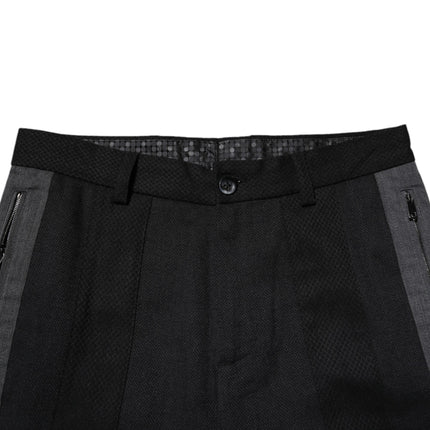 Dolce & Gabbana Black Gray Fantasy Cotton Formal Slim Pants