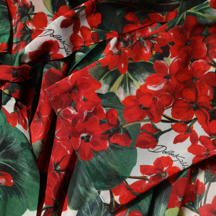 Dolce & Gabbana Multicolor Floral Long Sleeves V-neck Dress