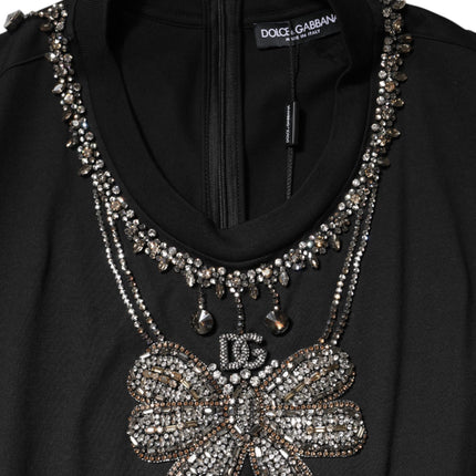 Dolce & Gabbana Black Cotton Rhinestone Embellished Tank Top