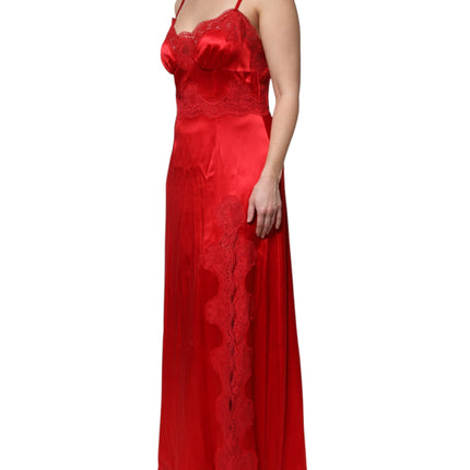 Dolce & Gabbana Red Silk Sleeveless Maxi Long Dress