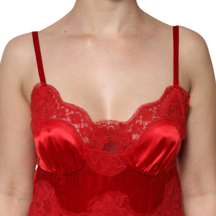 Dolce & Gabbana Red Silk Sleeveless Maxi Long Dress