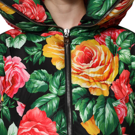 Dolce & Gabbana Multicolor Floral Puffer Hooded Jacket
