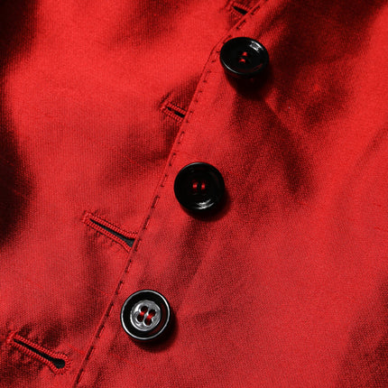 Dolce & Gabbana Red Black Button Down Sleeveless Vest Top