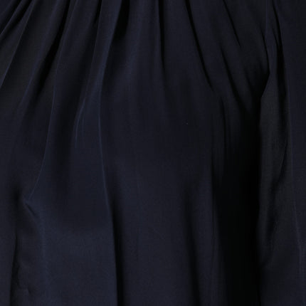 Dolce & Gabbana Blue Silk Mock Neck Long Sleeves Blouse Top