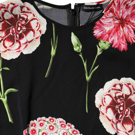 Dolce & Gabbana Black Floral Print Sleeveless Tank Blouse Top