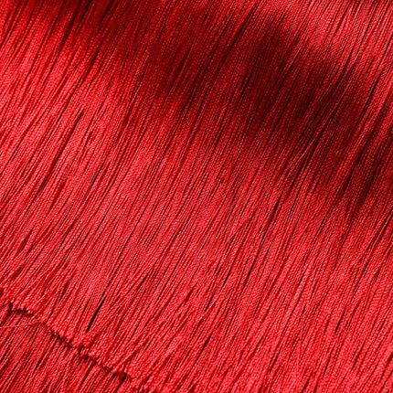 Dolce & Gabbana Red Silk Strapless Fringe Crop Tube Top