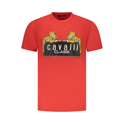 Cavalli Class Rosso Cotton Men T-Shirt