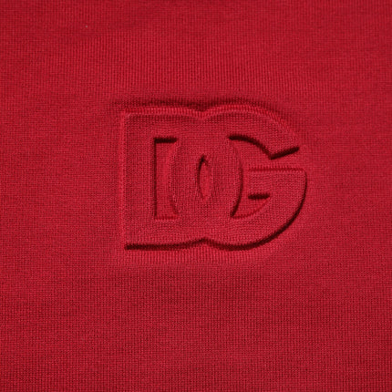 Dolce & Gabbana Red Embossed Logo Cotton Crew Neck Sweater