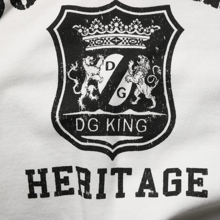 Dolce & Gabbana White Cotton DG ROYAL Print Hooded Sweater