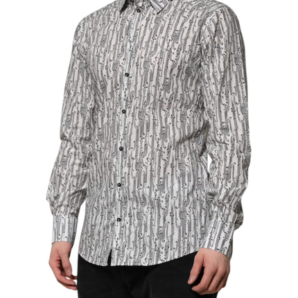 Dolce & Gabbana White Floral Print Casual Long Sleeves Shirt
