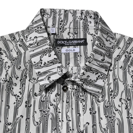 Dolce & Gabbana White Floral Print Casual Long Sleeves Shirt