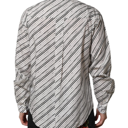 Dolce & Gabbana White Striped Long Sleeves Men Formal Shirt