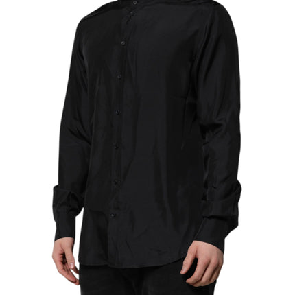 Dolce & Gabbana Dark Blue Silk MARTINI Men Formal Dress Shirt