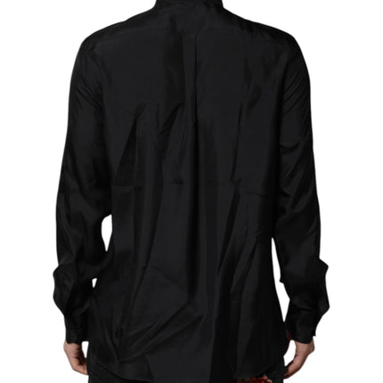 Dolce & Gabbana Dark Blue Silk MARTINI Men Formal Dress Shirt