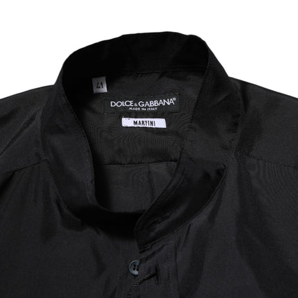 Dolce & Gabbana Dark Blue Silk MARTINI Men Formal Dress Shirt