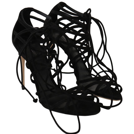 Dolce & Gabbana Black Suede Strap Stilettos Sandals
