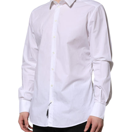 Dolce & Gabbana White Cotton GOLD Long Sleeves Dress Shirt