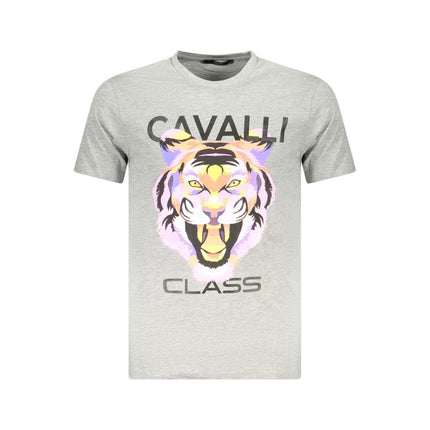 Cavalli Class Grigio Cotton Men T-Shirt