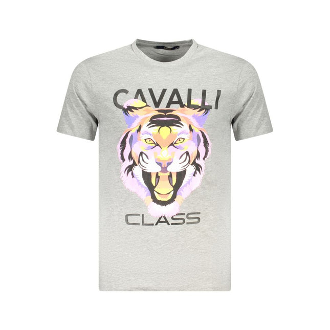 Cavalli Class Grigio Cotton Men T-Shirt