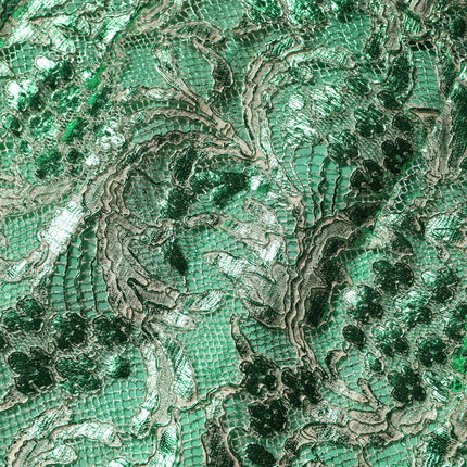 Dolce & Gabbana Green Cotton Floral Lace Sheath Midi Dress