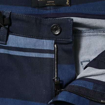 Dolce & Gabbana Blue Striped Cotton Stretch Denim Jeans