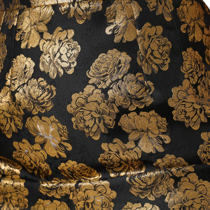 Dolce & Gabbana Black Gold Floral Print Jacquard Mini Skirt
