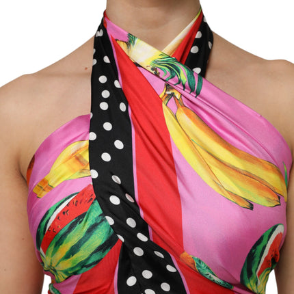 Dolce & Gabbana Multicolor Halter Party Evening Cropped Top