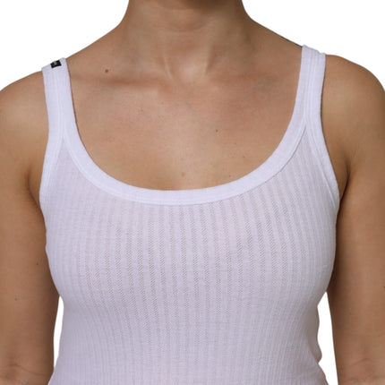 Dolce & Gabbana White Cotton Round Neck Sleeveless Tank Top