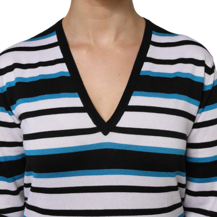 Dolce & Gabbana Multicolor Stripes Long Sleeves V-neck Top