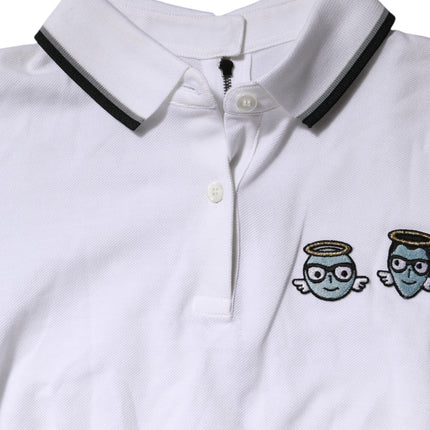 Dolce & Gabbana White Cotton Short Sleeves Collared Polo Top