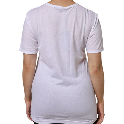 Dolce & Gabbana White Cotton Short Sleeves V-Neck Top T-shirt